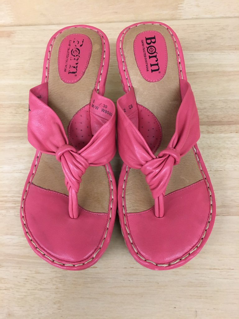 Born Jute Espadrille Wedge Slip-on Sandal Coral AS IS