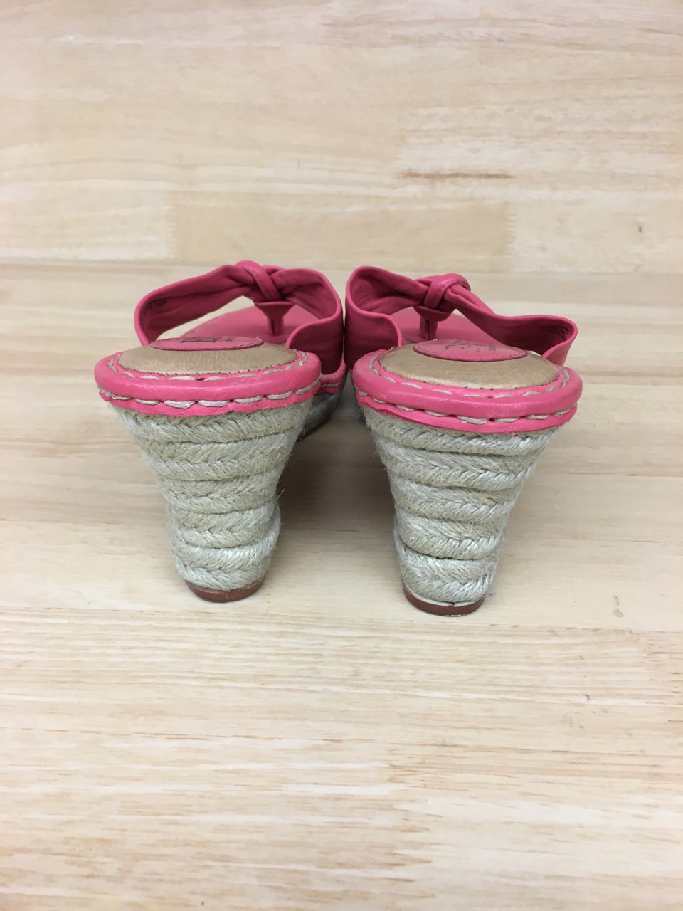 Born Jute Espadrille Wedge Slip-on Sandal Coral AS IS