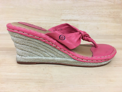 Born Jute Espadrille Wedge Slip-on Sandal Coral AS IS