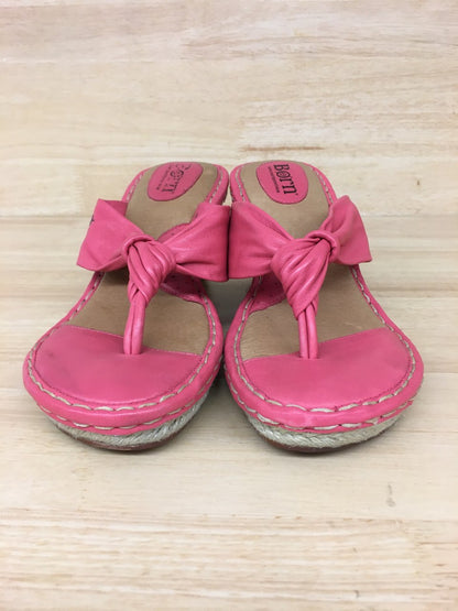 Born Jute Espadrille Wedge Slip-on Sandal Coral AS IS